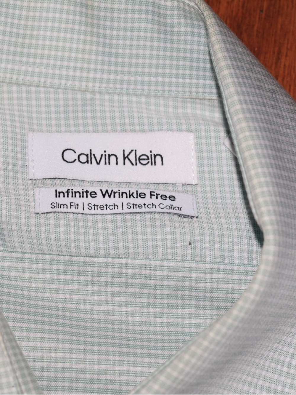 Calvin Klein Slim Fit Mint Green Micro-Check Dress Shirt